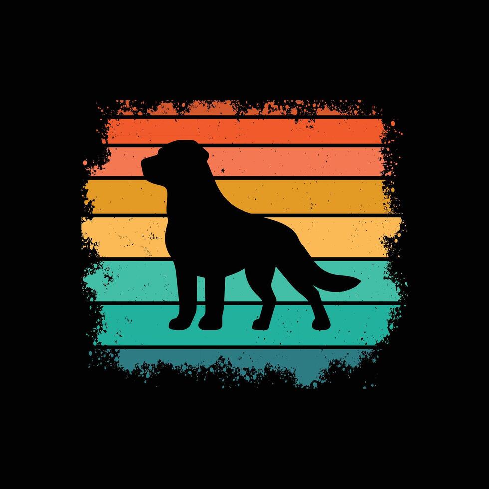 Sunset Retro Illustration Featuring Labrador Retriever Dog vector