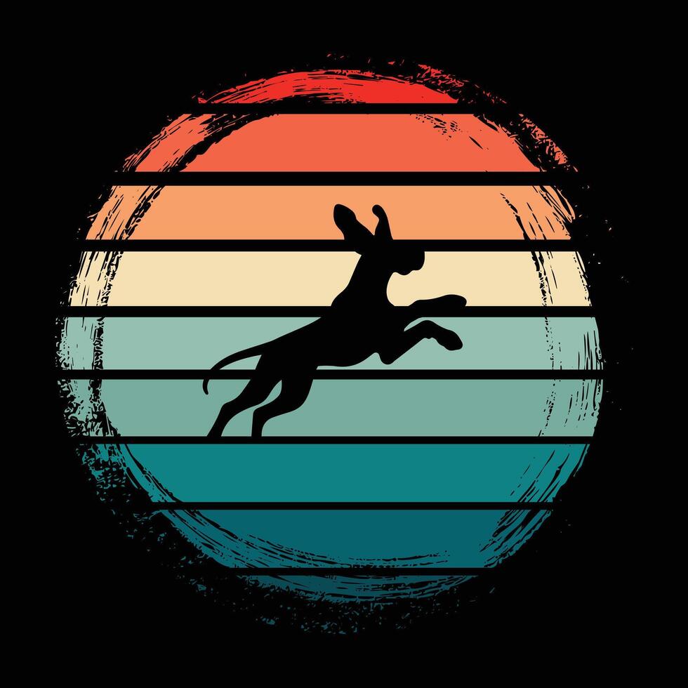 Retro Style Great Dane Dog Silhouette with Sunset vector