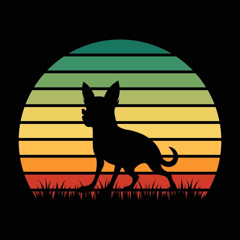 Retro Illustration of Chihuahua Dog Silhouette vector