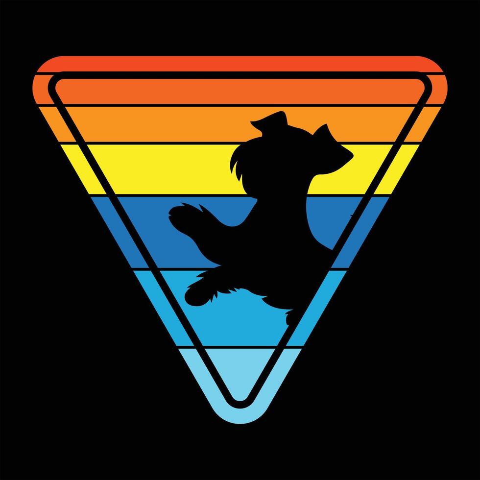 Retro Miniature Schnauzer Dog Sunset Silhouette vector