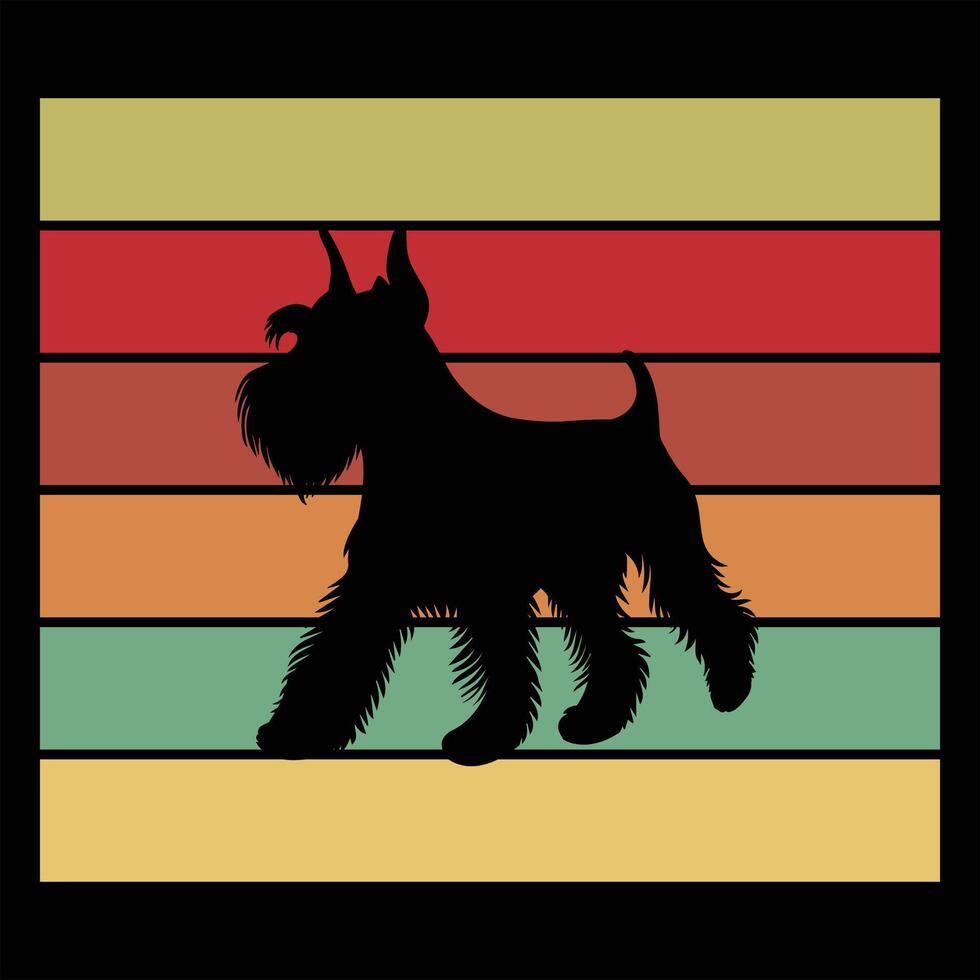 Retro Vintage Miniature Schnauzer Sunset Illustration vector