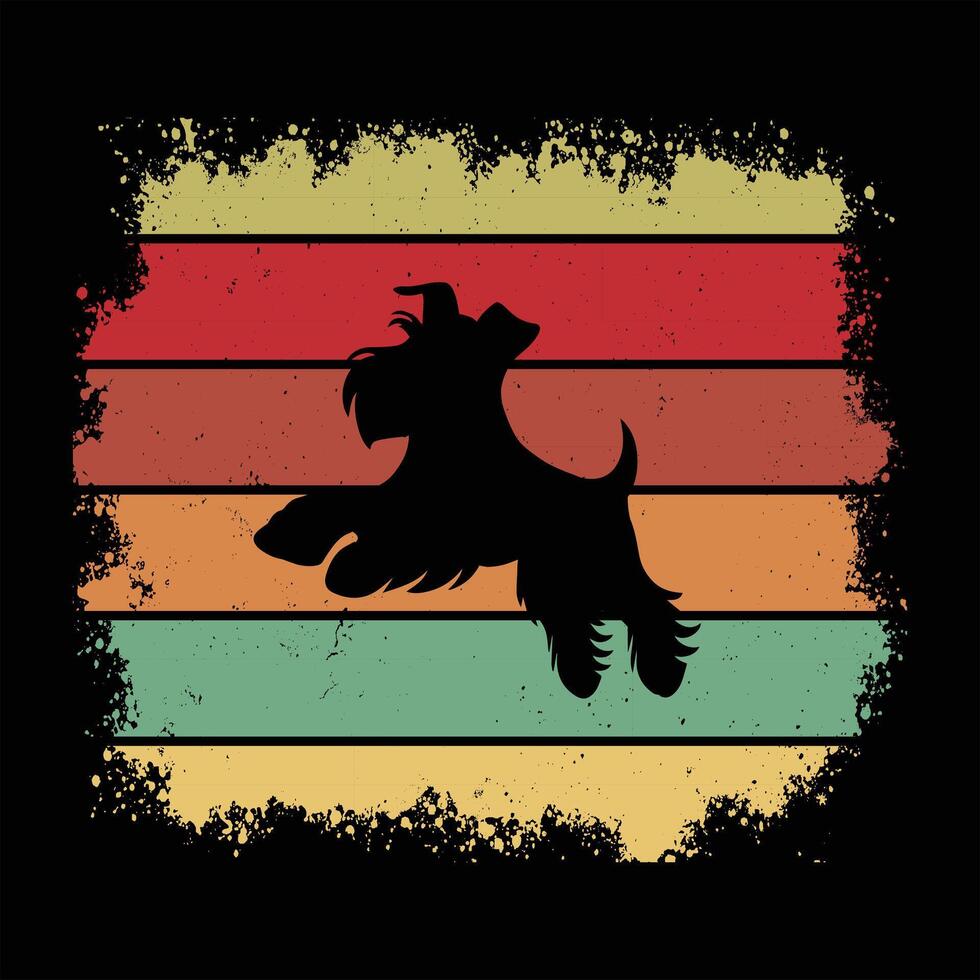 Sunset Retro Miniature Schnauzer Silhouette Artwork vector