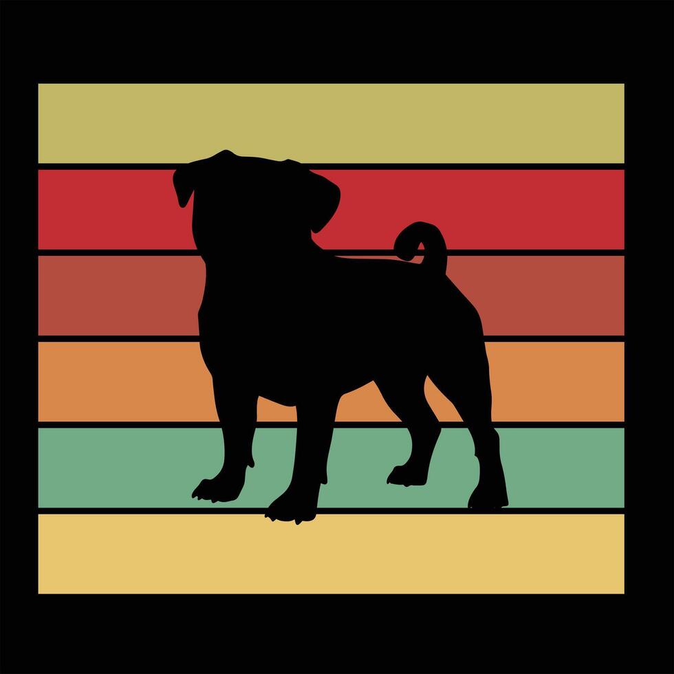 Retro Pug Dog Sunset Background Artwork vector