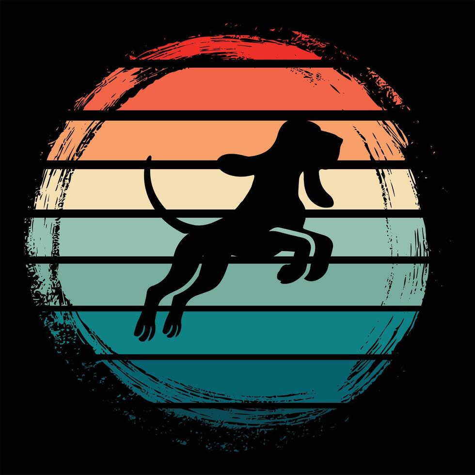 Retro Sunset with a Bloodhound Dog Silhouette Scene vector