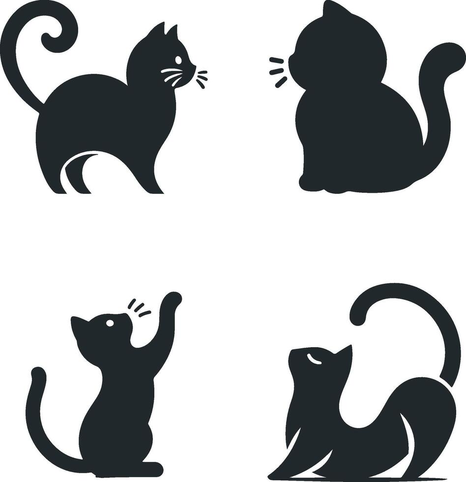 Minimalist black cat silhouette artwork showcasing sleek design and feline elegance in a timeless monochrome aesthetic for creative use vector