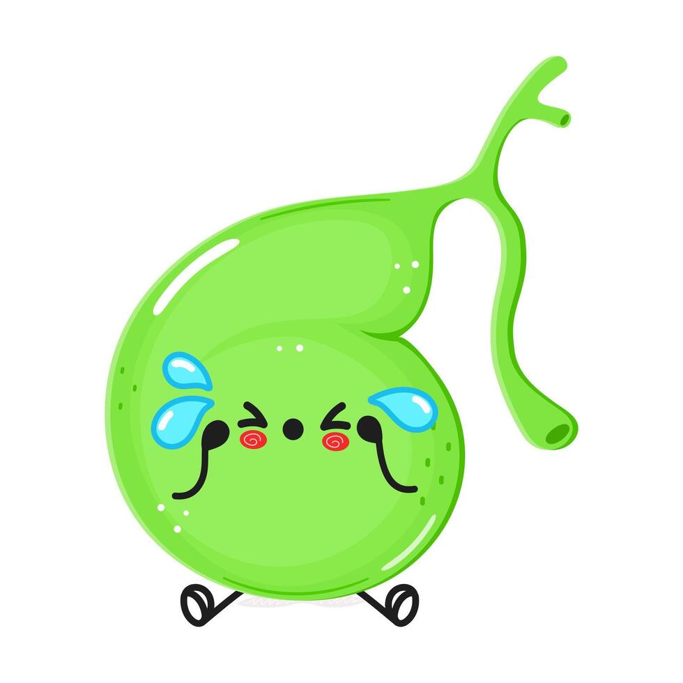 Sad Gallbladder character. hand drawn cartoon kawaii character illustration icon. Isolated on white background vector