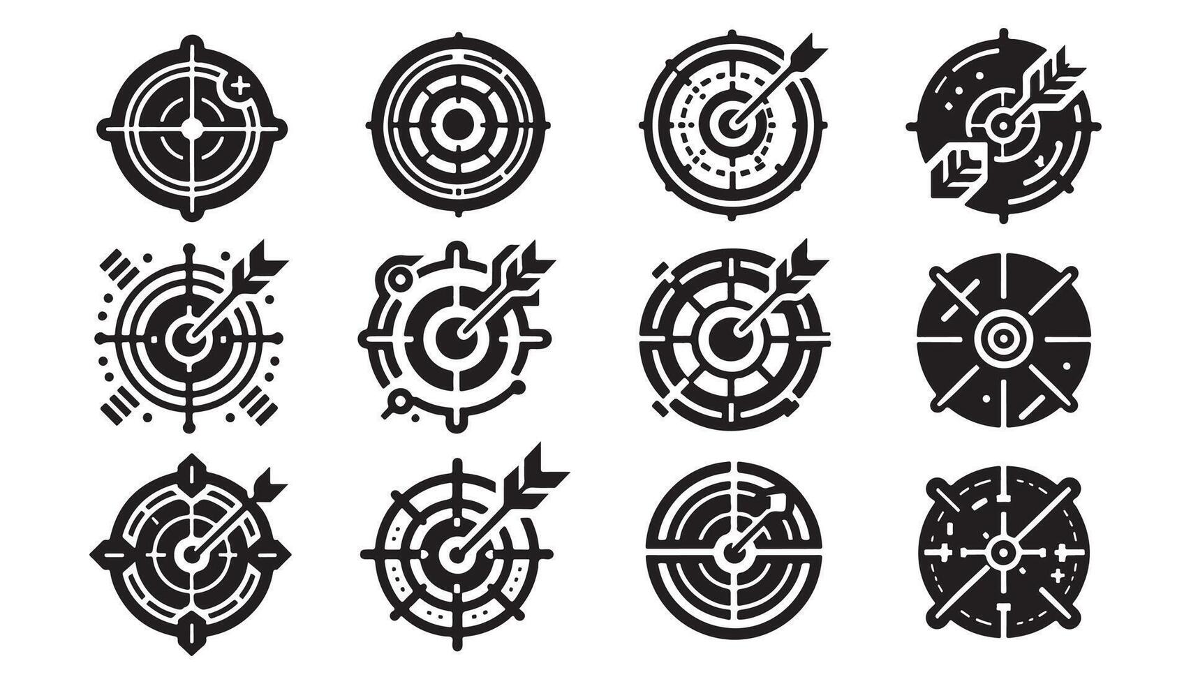 Target icon set. Isolated target Arrow illustration suitable for graphic resources, focus concept,elements marketing vector