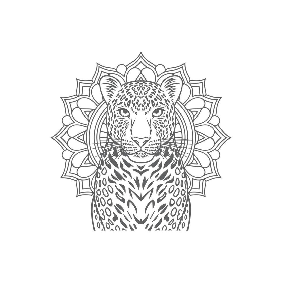 Neat Leopard coloring page vector