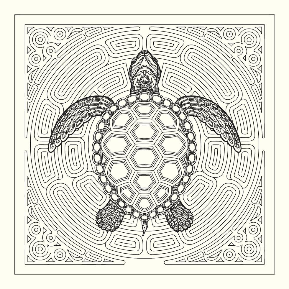 Delightful Hexagonal Harmony Turtle Edition drawing .. vector