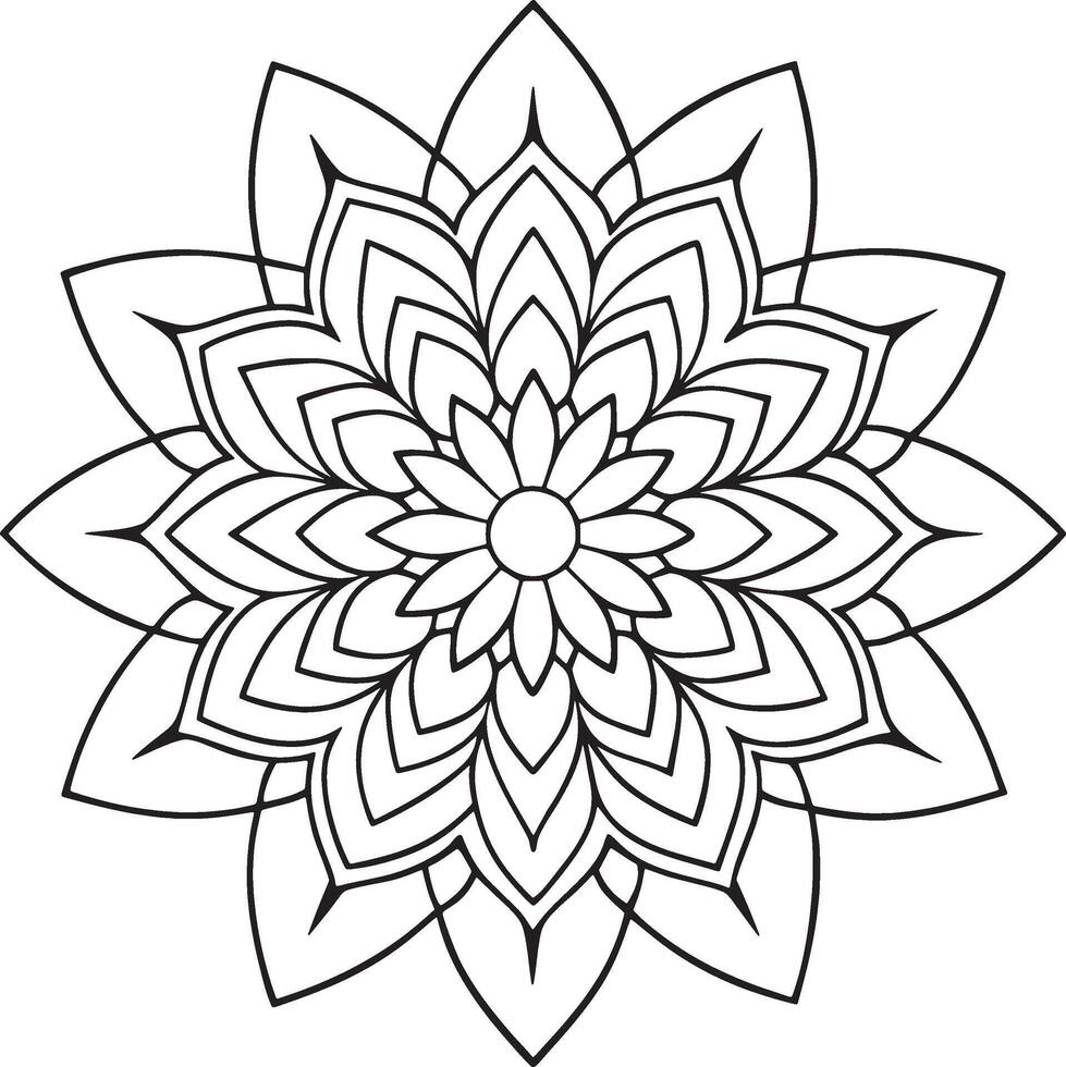 Snappy Unique Mandala Flower Coloring Page With Symmetrical Design. vector