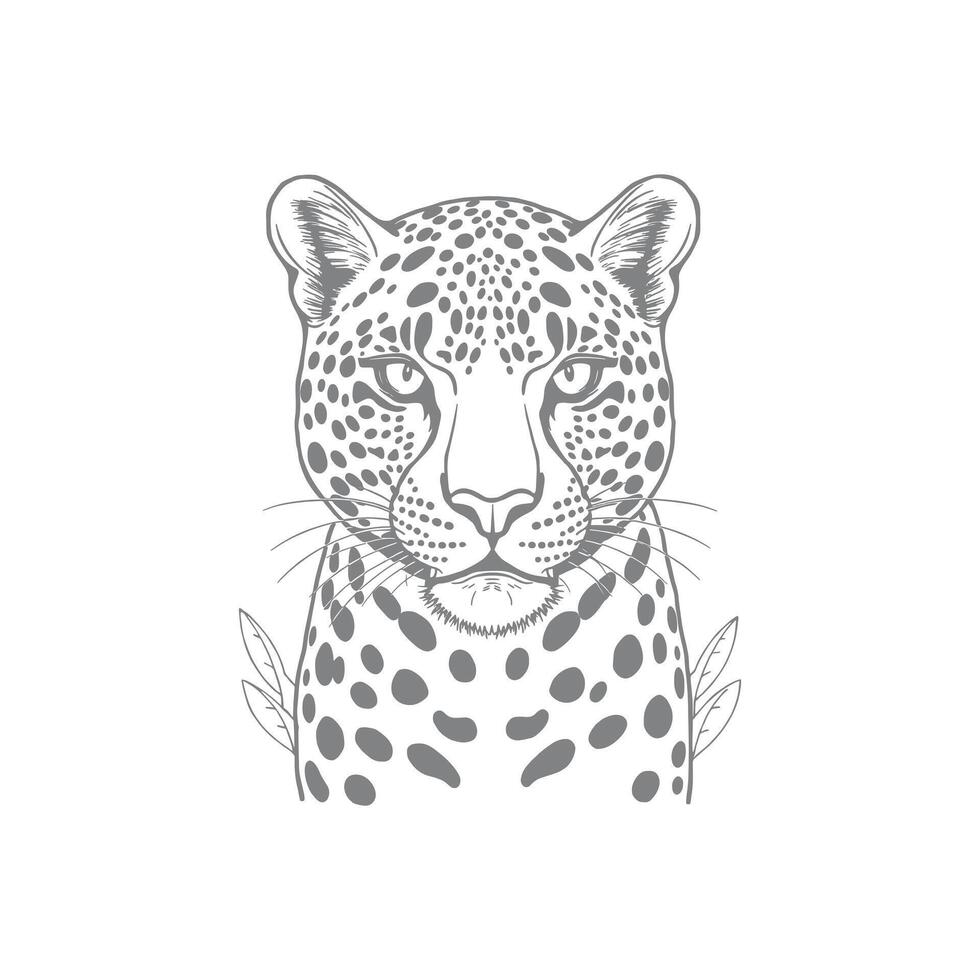 Innocent A black and white drawing of a leopards face generative A vector