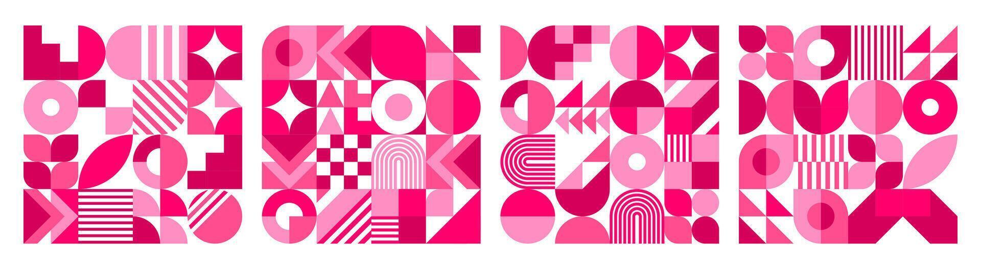 Valentine day tile patterns with geometric shapes vector