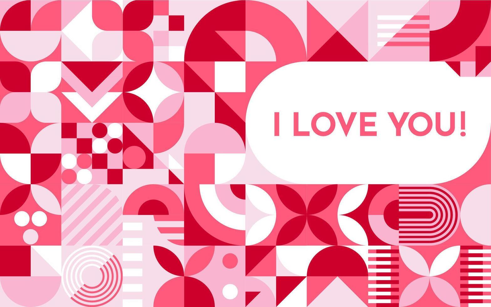 Geometric shapes pattern, Valentine Day card vector