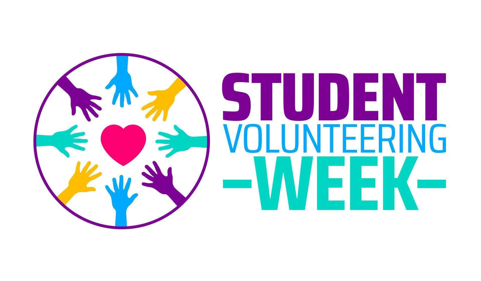 Student Volunteering Week background banner or poster design template. observed every year in February. vector