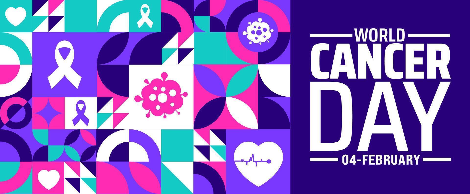 World Cancer Day geometric shape pattern background vector