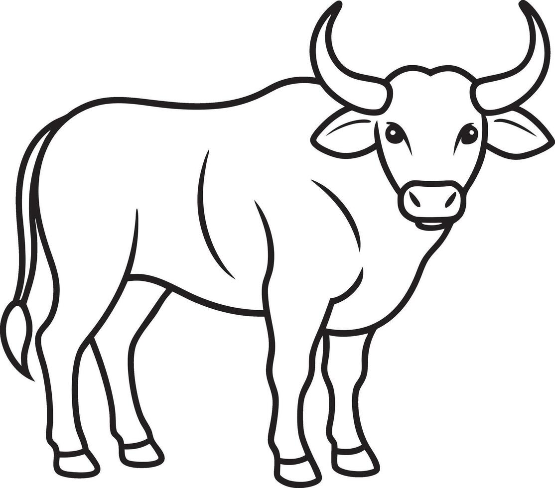a bull is standing in a line drawing vector