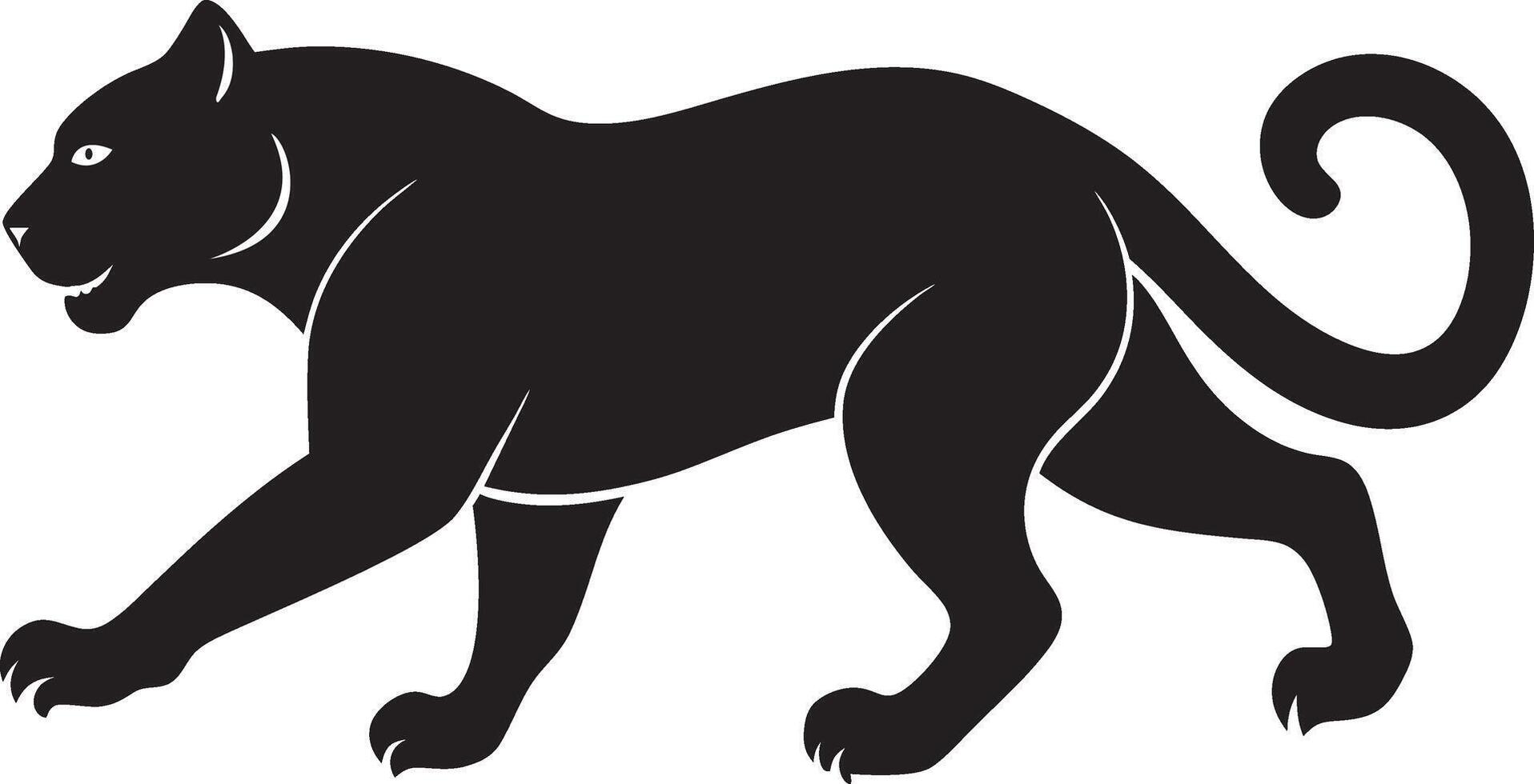 a black panther is shown in silhouette on a white background vector