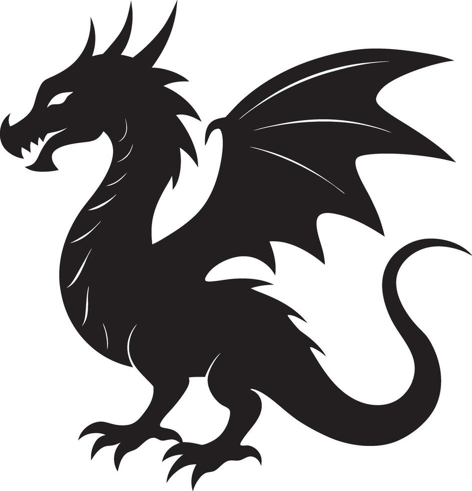 a black dragon silhouette on a white background vector