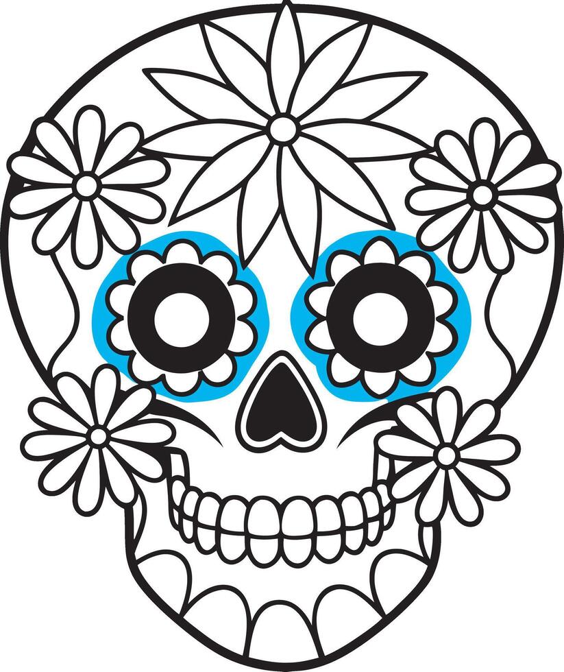 sugar skull coloring pages vector