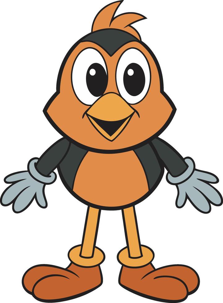 a cartoon bird with black and orange feathers vector