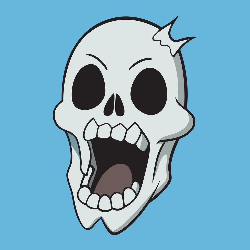 a cartoon skull with a big mouth and teeth vector