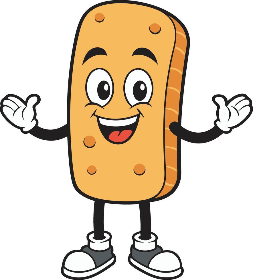 a smiling slice of bread character mascot illustration vector