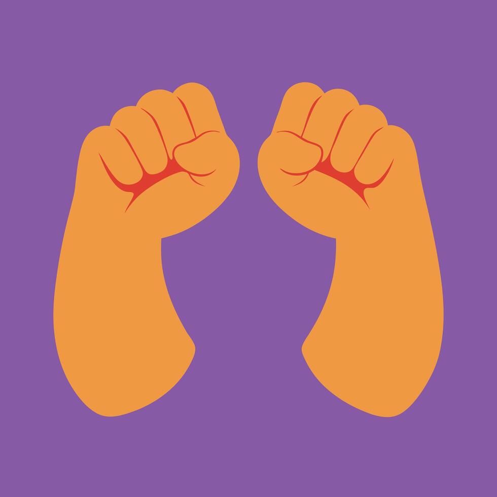 two fists are shown on a purple background vector