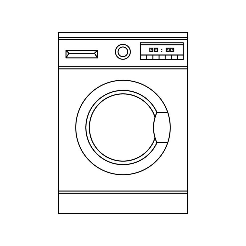 Washing Machine Outline Illustration on White Background vector