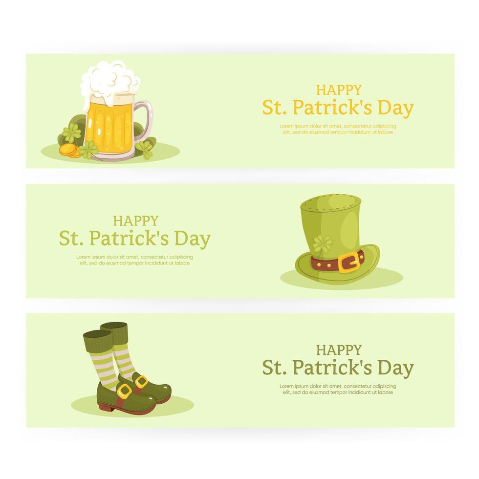St. Patricks Day. Set of banners, posters, postcards of different formats and sizes. vector