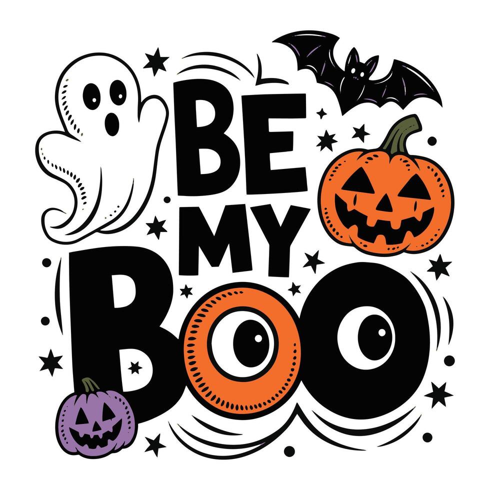 Be My Boo Halloween T Shirt Design Cute and Spooky Typography T-Shirt Design vector
