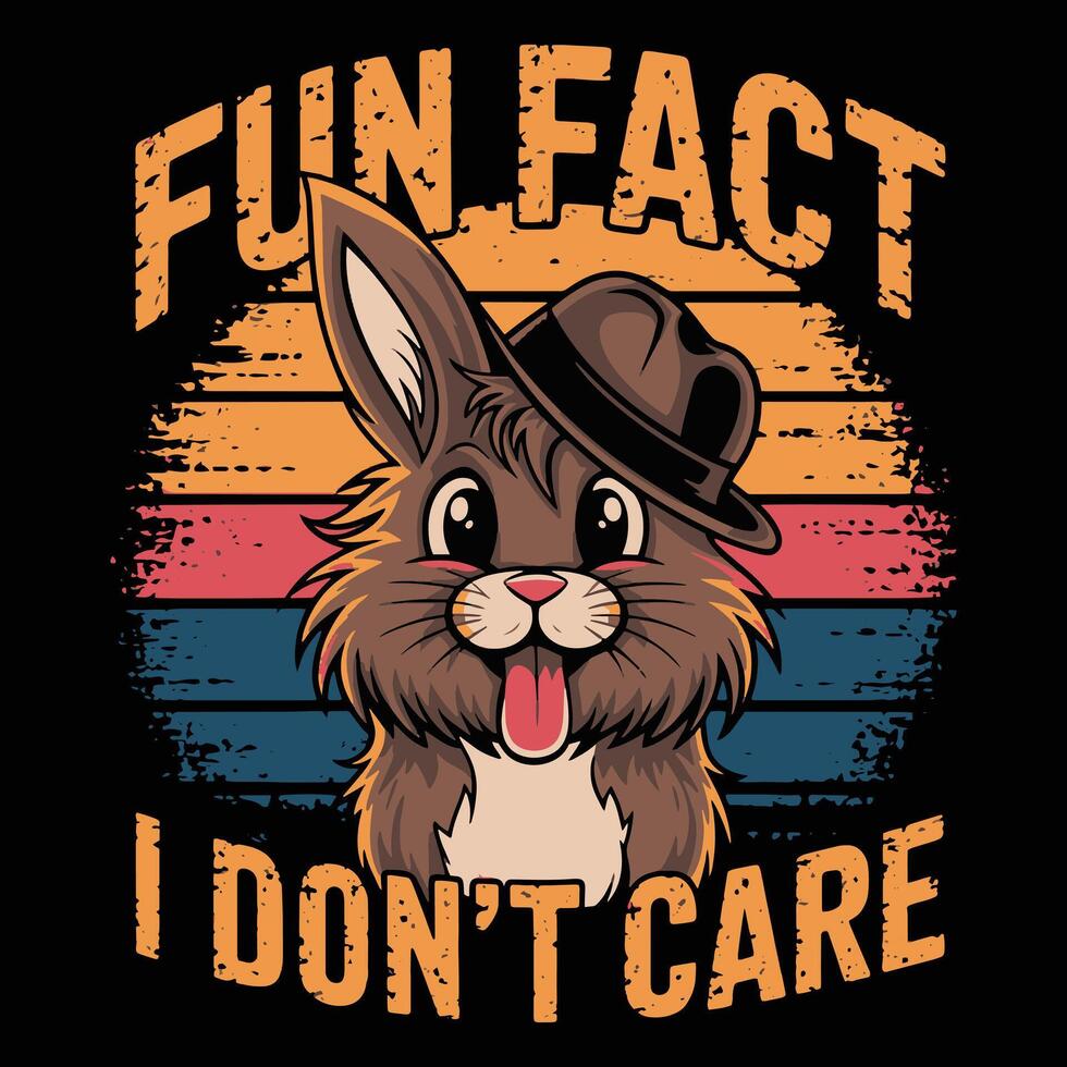 Funny Rabbit T Shirt Design, Fun Fact I Don't Care T-Shirt Designnt vector