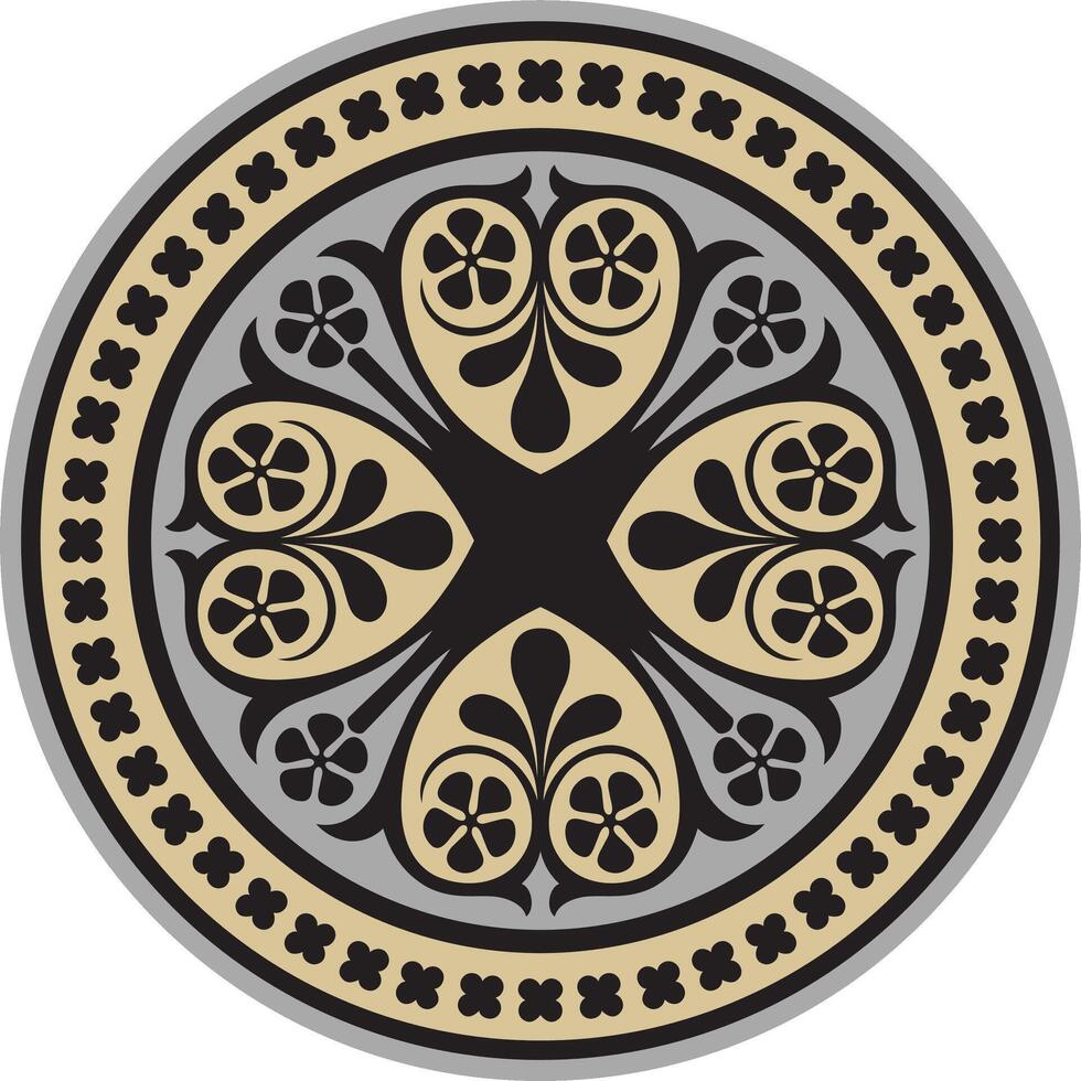 gold-gray colored round ornament of ancient Greece. Classic circle pattern of the Roman Empire. vector