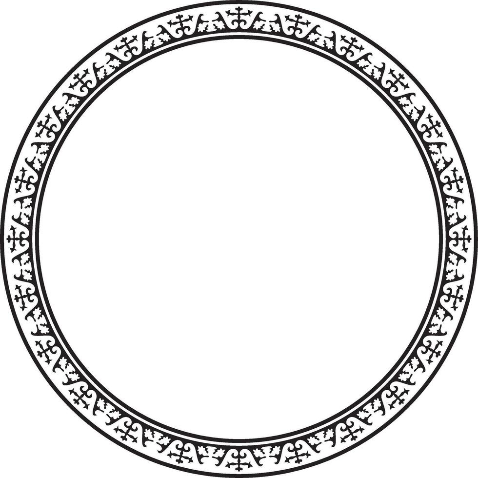 black monochrome round Kazakh national ornament. Ethnic pattern of the peoples of the Great Steppe vector