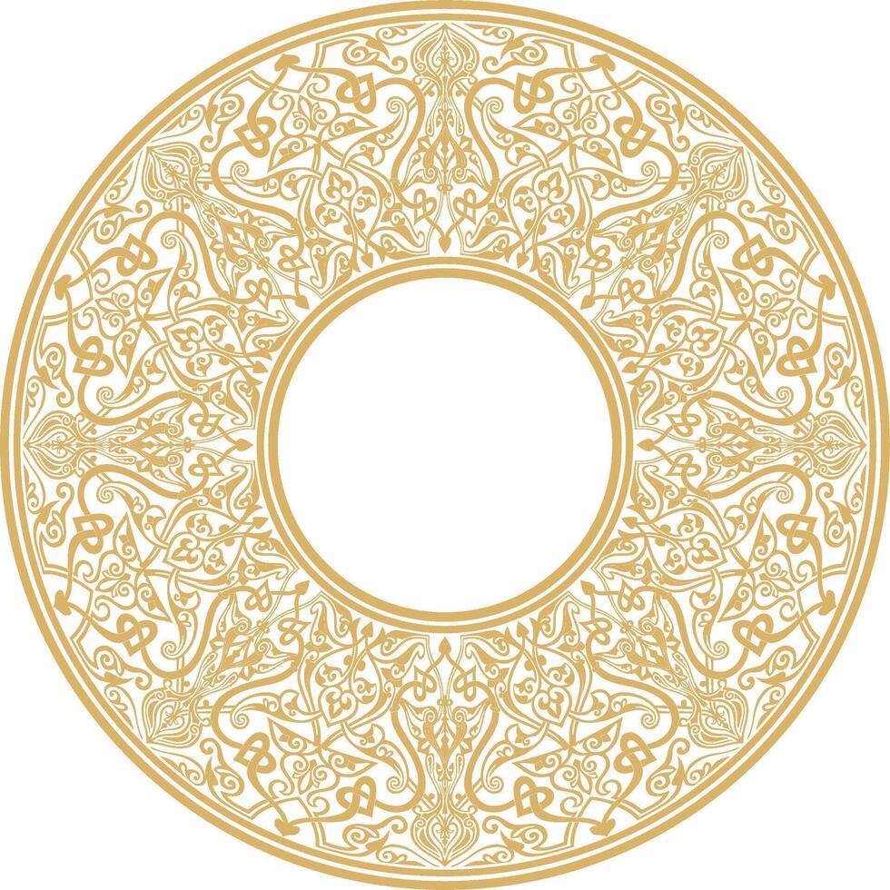 golden round oriental ornament. Arabic patterned circle of Iran, Iraq, Turkey, Syria. vector