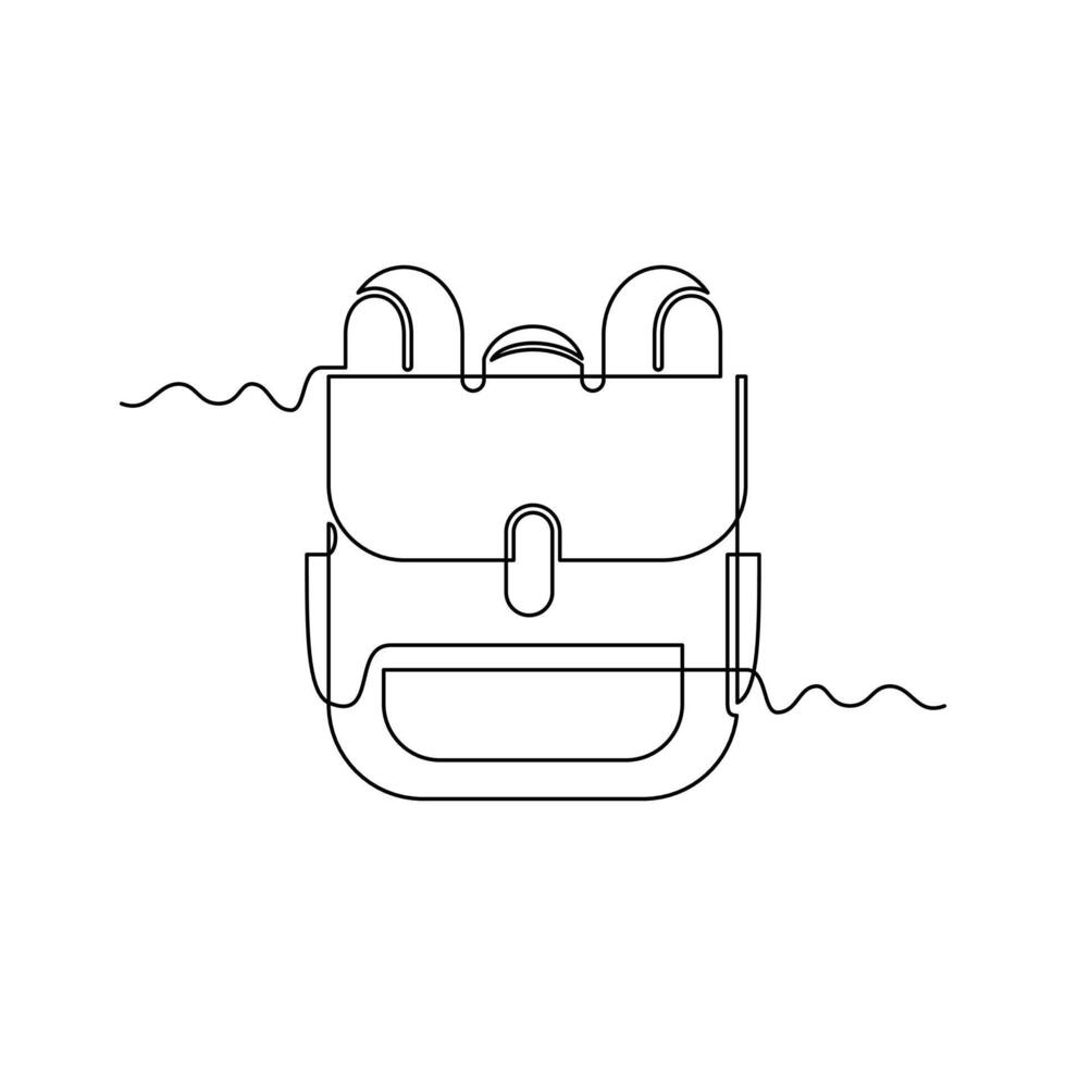 one line art backpack illustration. line art, one continuous line, simple, hand drawn and sketch style. for icons, symbols, signs or logos vector