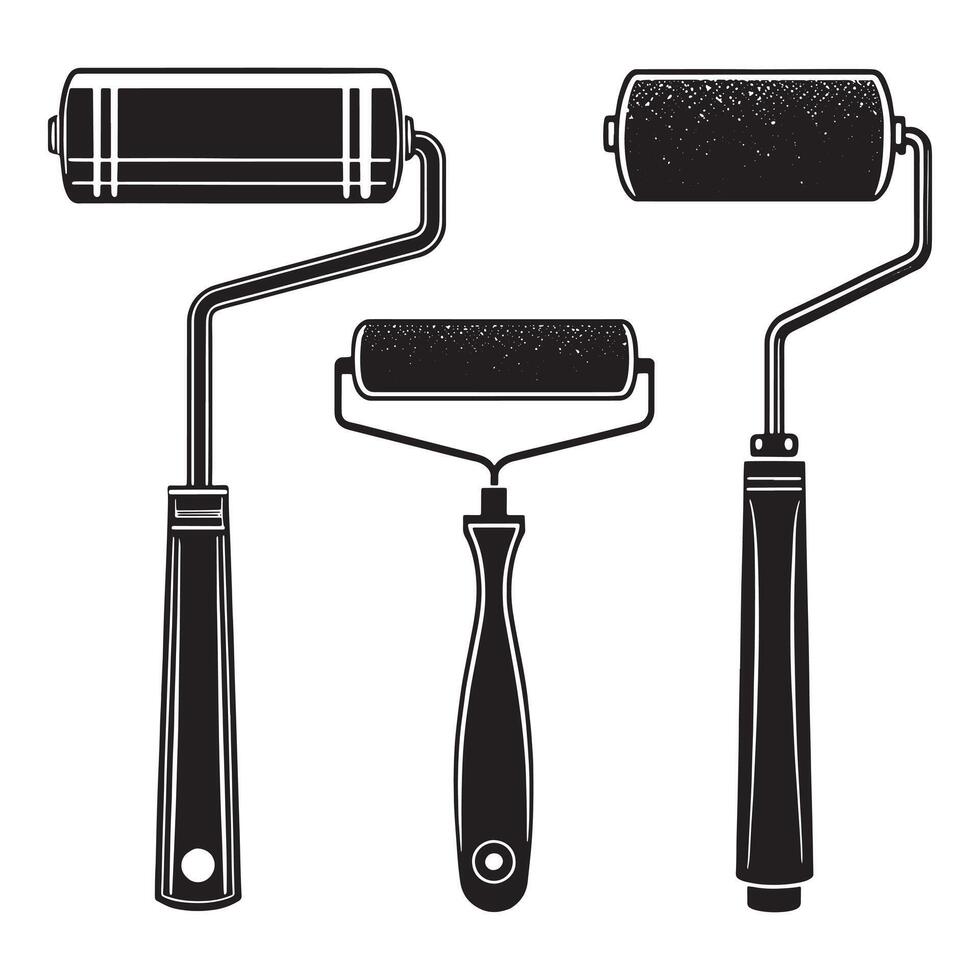 kids drawing paint roller cartoon isolated vector