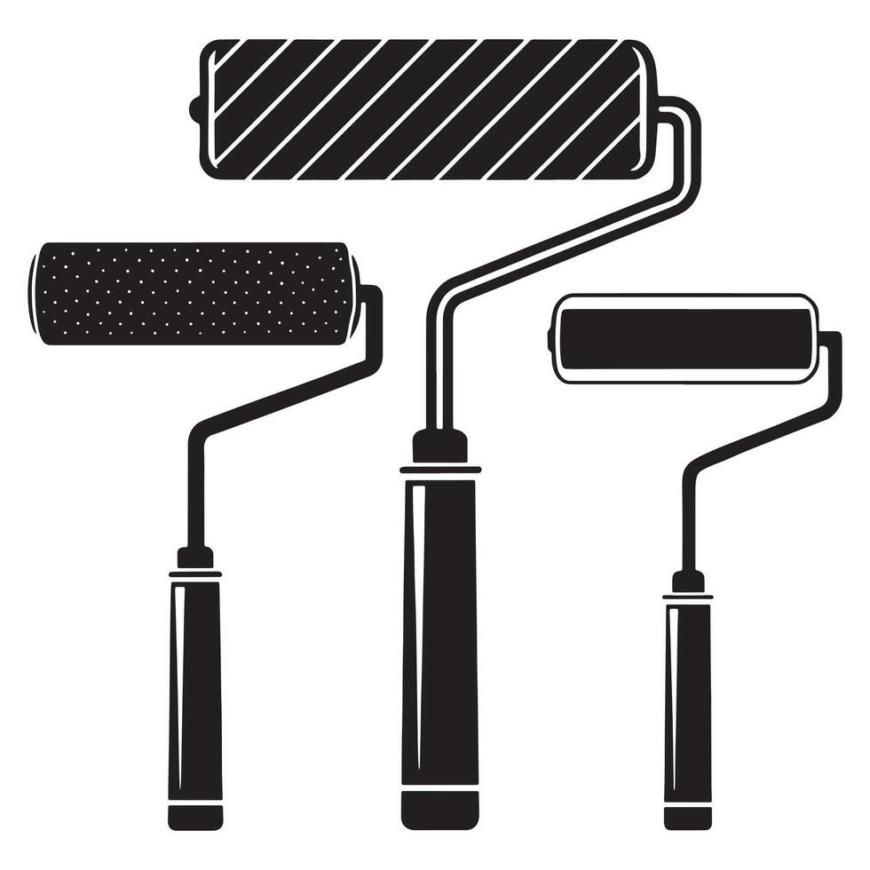 Professional Paint Roller Icon Design Simple Roller Paint Brush Silhouette vector
