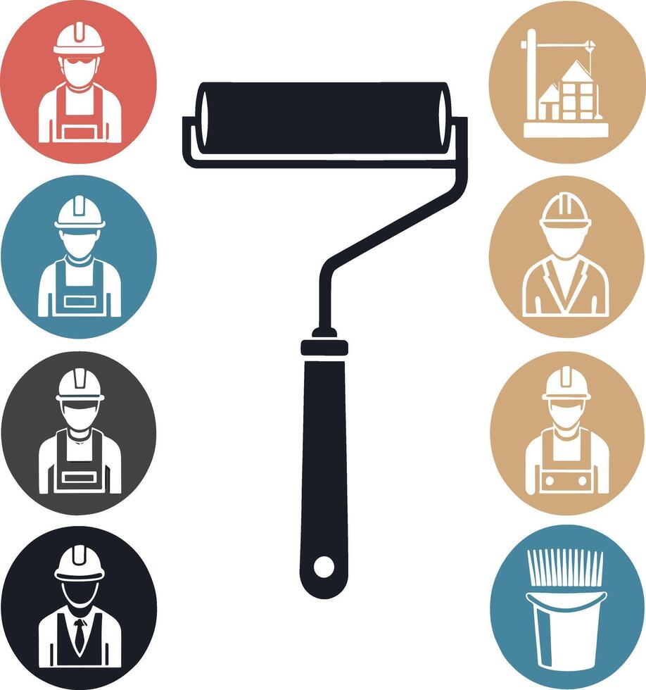 Illustration of painting roller icon on blue background vector