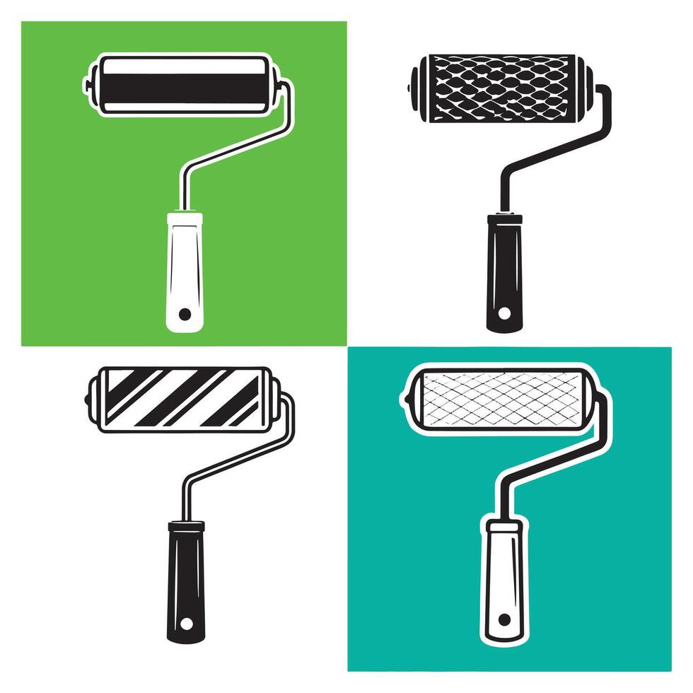 Paint roller with white color painting wall with gently structure vector