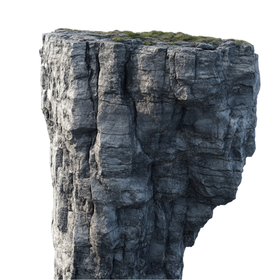 Natural Rock Face with Grass On Transparent Background png