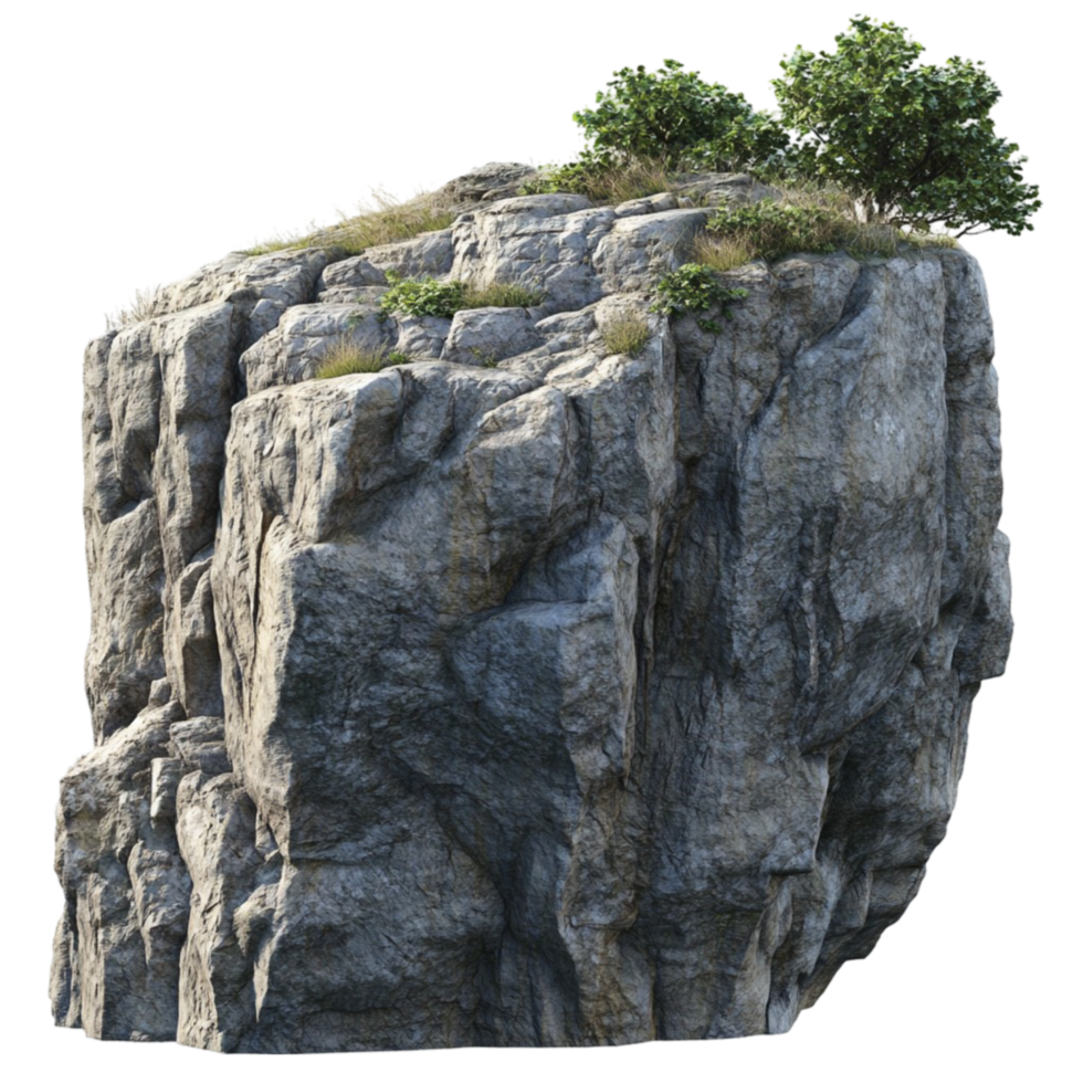 Mossy Rock Face with Grass On Transparent Background png