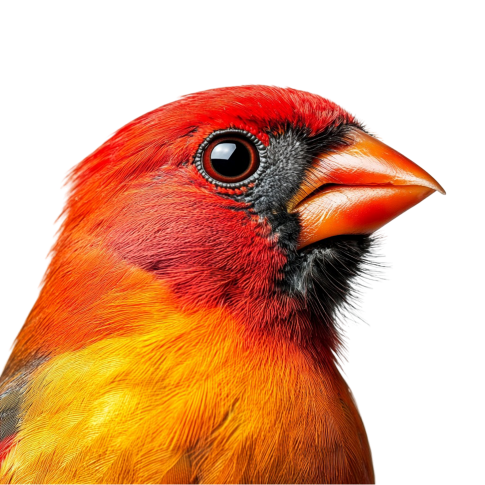 Realistic Red Bird With Yellow Beak And Red Eyes On Transparent Background png