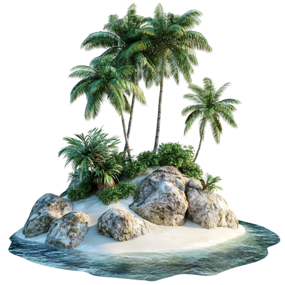 Isolated Island With Beach and Trees On Transparent Background png