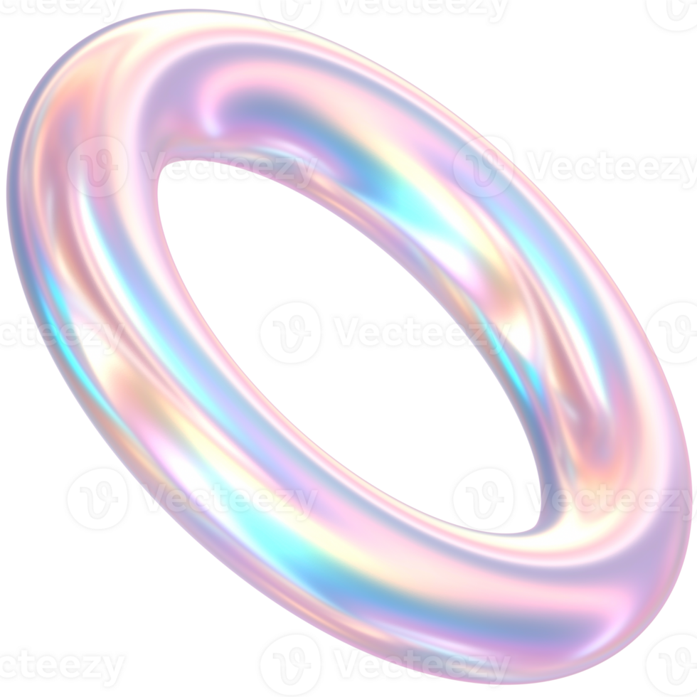 3D Rendering Holographic Pastel Floating Ring Glossy Illustration png
