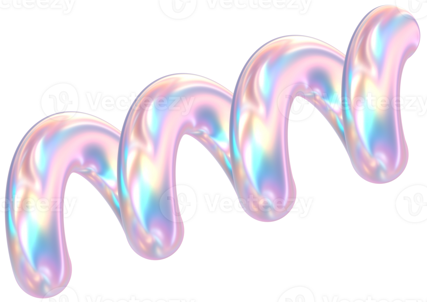 3D Rendering Holographic Pastel Twisted Spiral Glossy Illustration png