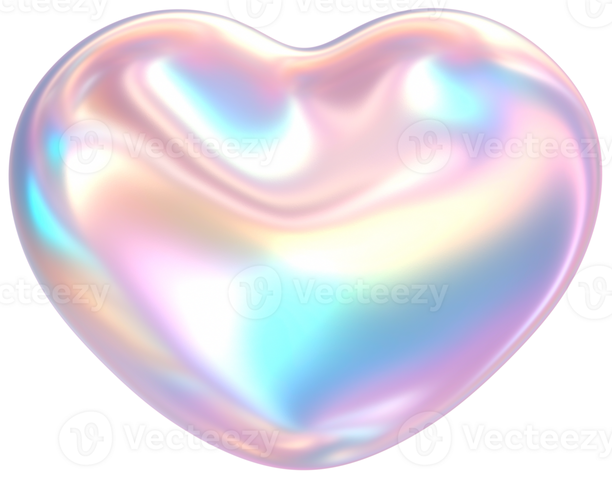 3D Rendering Holographic Pastel Heart Glossy Illustration png
