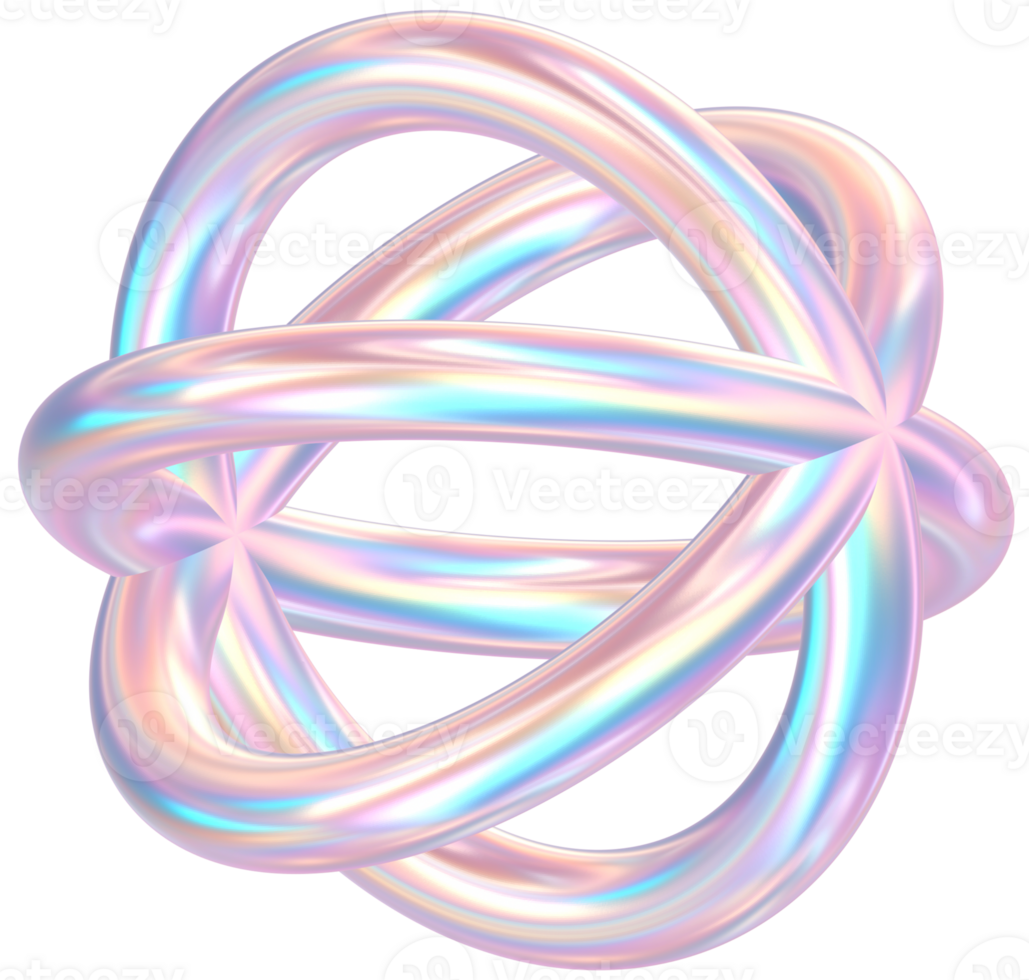 3D Rendering Holographic Pastel Interlocked Rings 3D Shape png