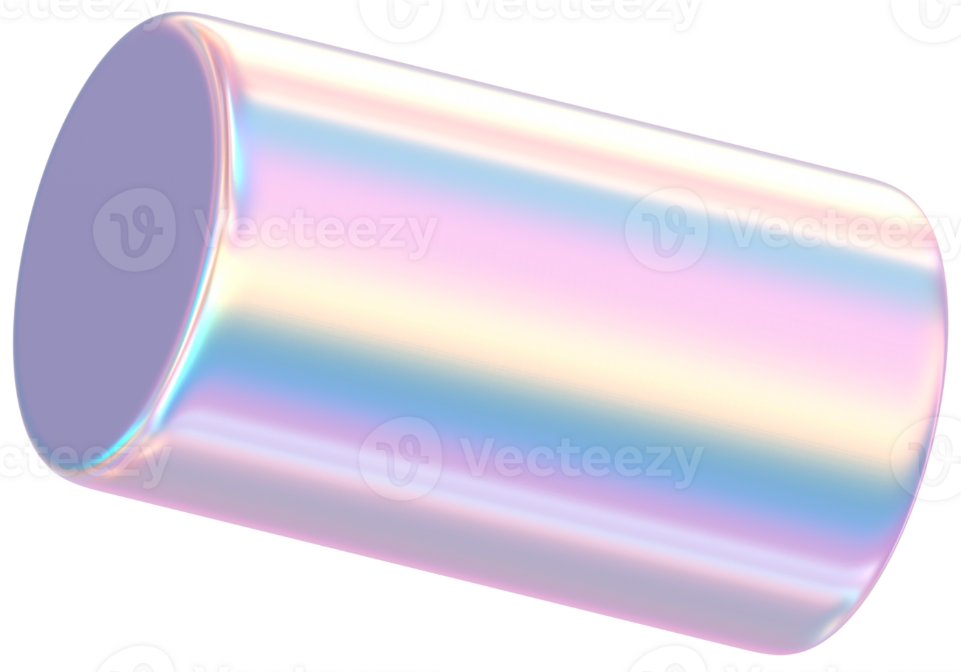 3D Rendering Holographic Pastel Cylinder Glossy 3D Shape png