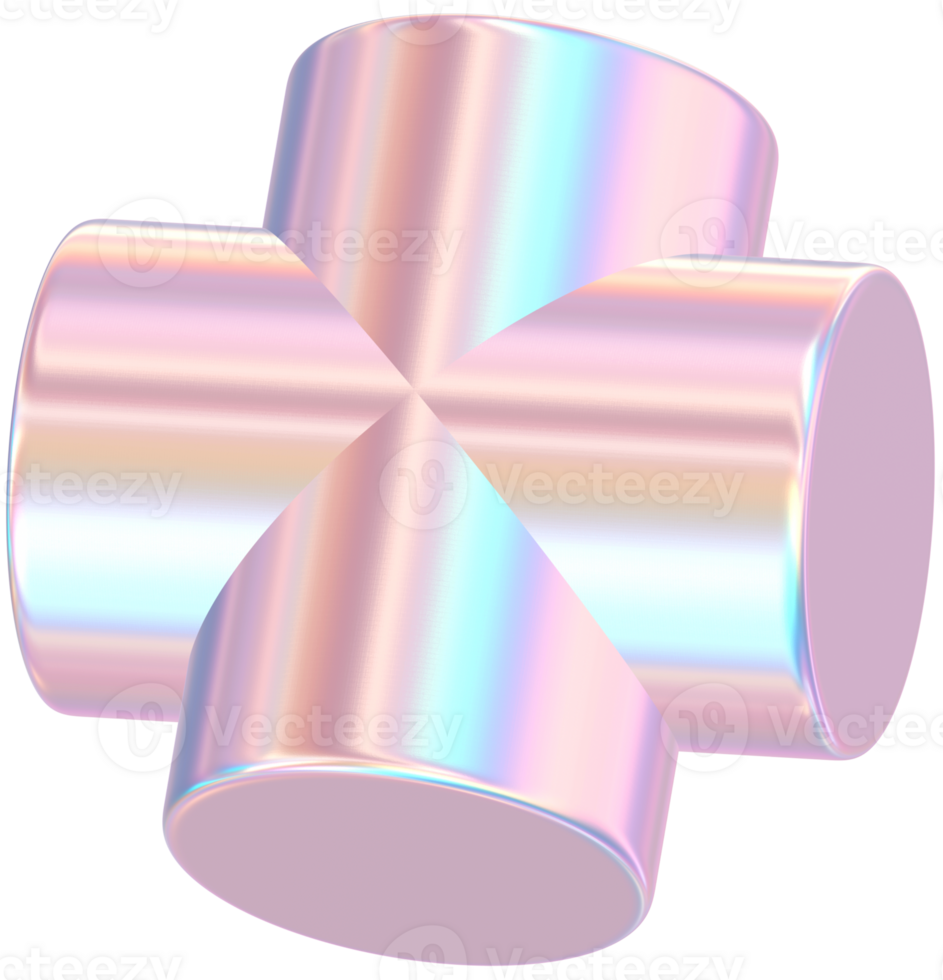3D Rendering Holographic Pastel Plus Sign Glossy Shape png