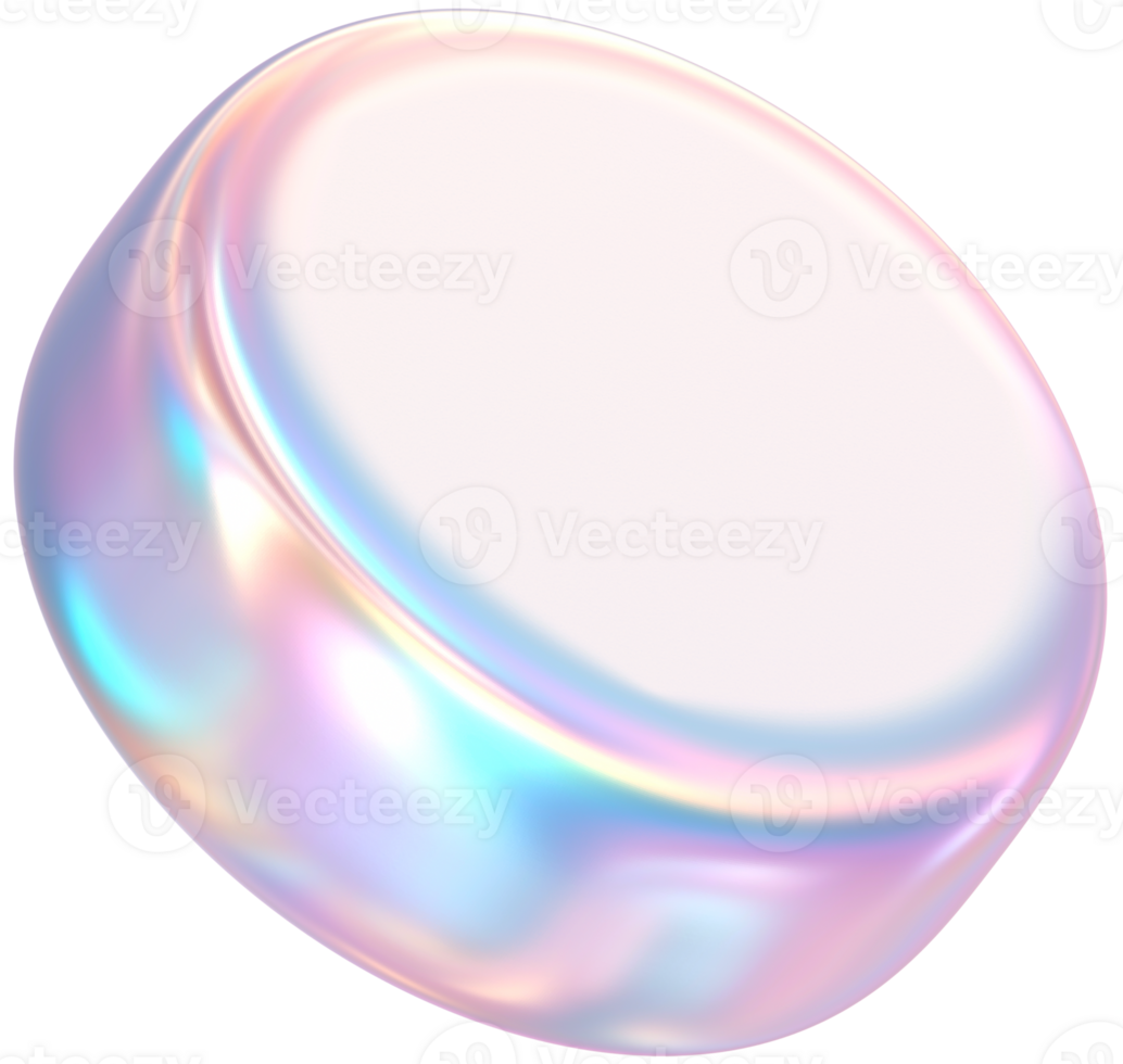3D Rendering Holographic Pastel Soft Cylinder Button Illustration png